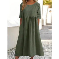 Women&#39;s Vintage Pleated Midi Dress