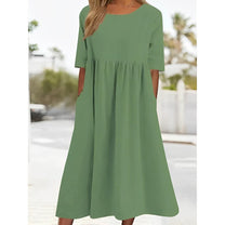 Women&#39;s Vintage Pleated Midi Dress