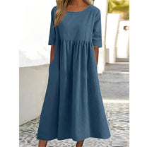 Women&#39;s Vintage Pleated Midi Dress