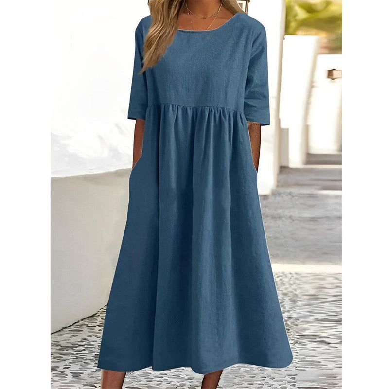 Women&#39;s Vintage Pleated Midi Dress