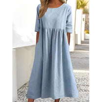 Women&#39;s Vintage Pleated Midi Dress