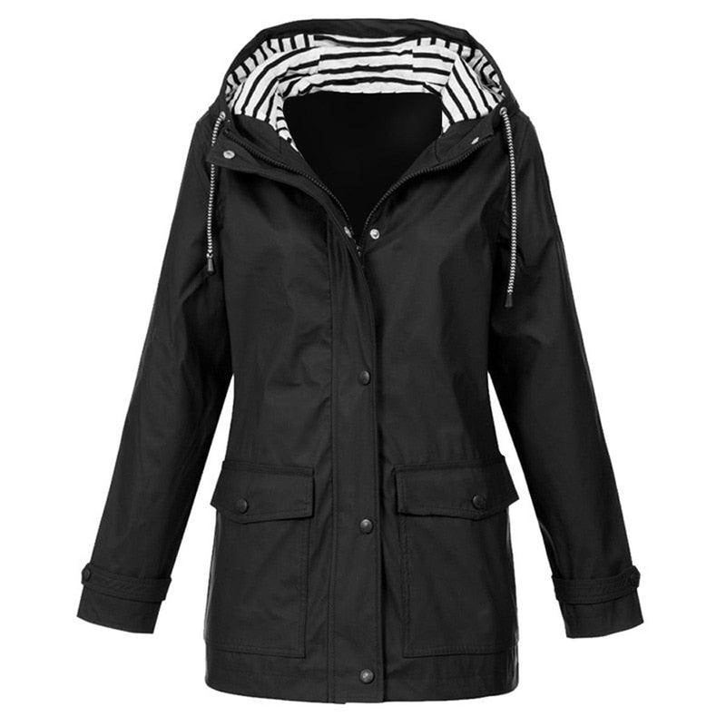 Women&#39;s Water-Repellent Raincoat With Adjustable Hood