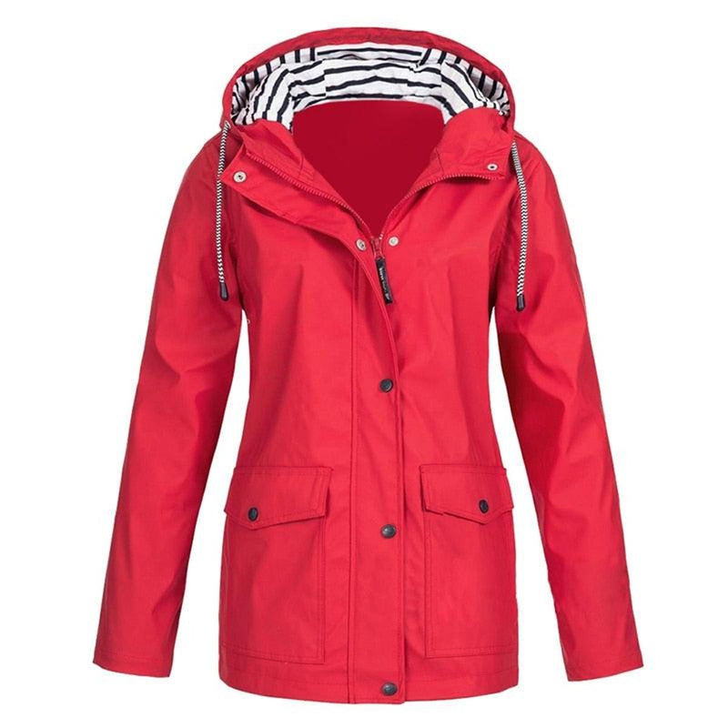 Women&#39;s Water-Repellent Raincoat With Adjustable Hood