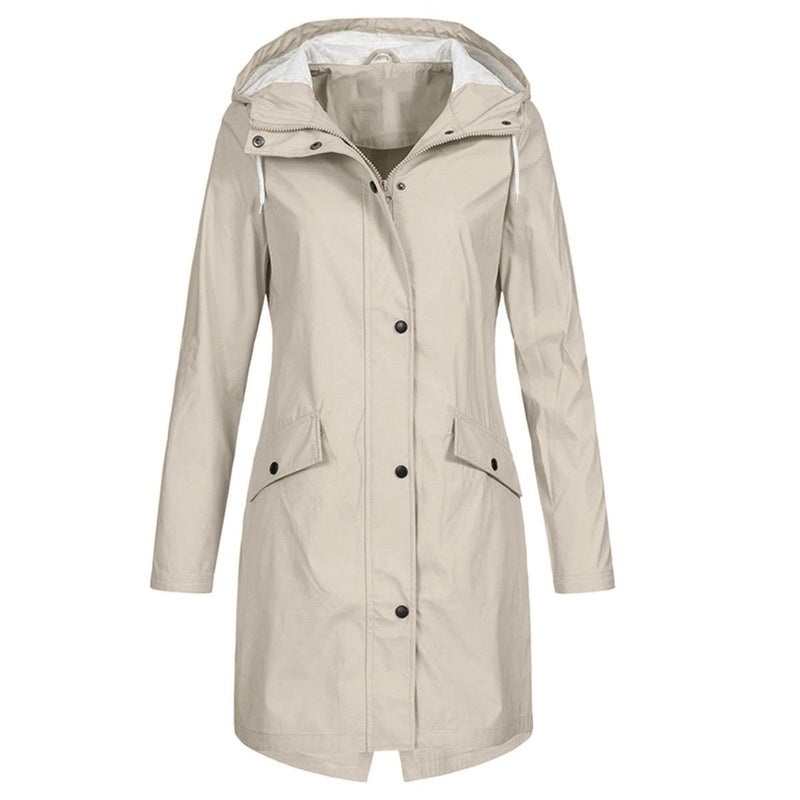 Women&#39;s Water-Repellent Windproof Raincoat With Adjustable Hood
