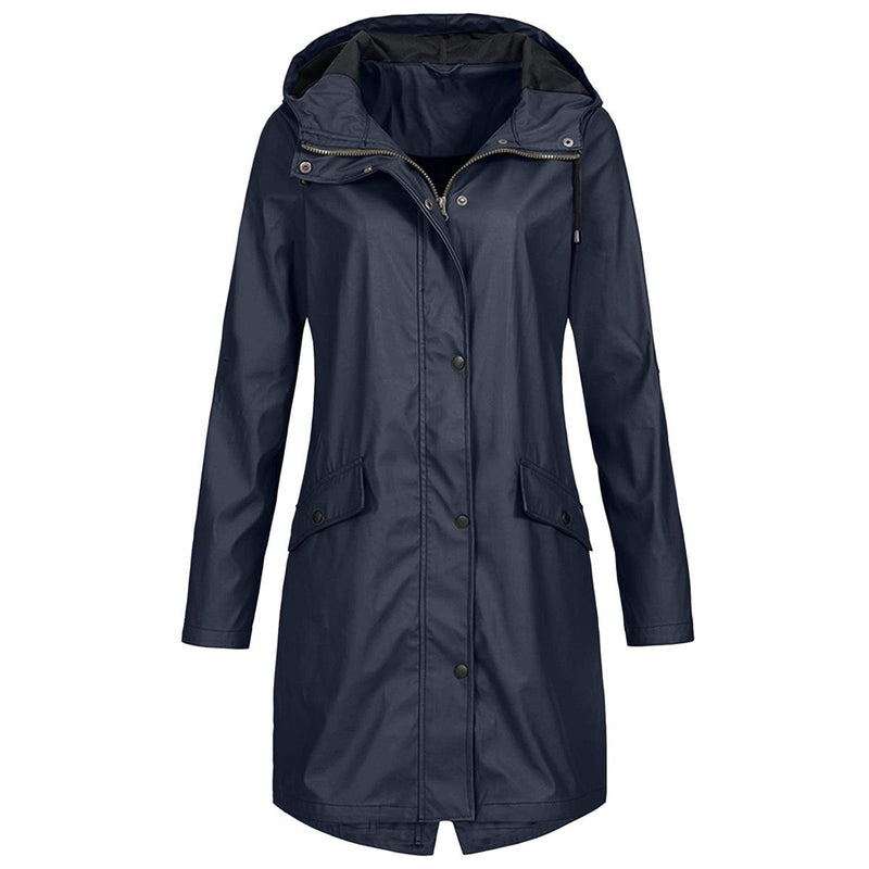 Women&#39;s Water-Repellent Windproof Raincoat With Adjustable Hood