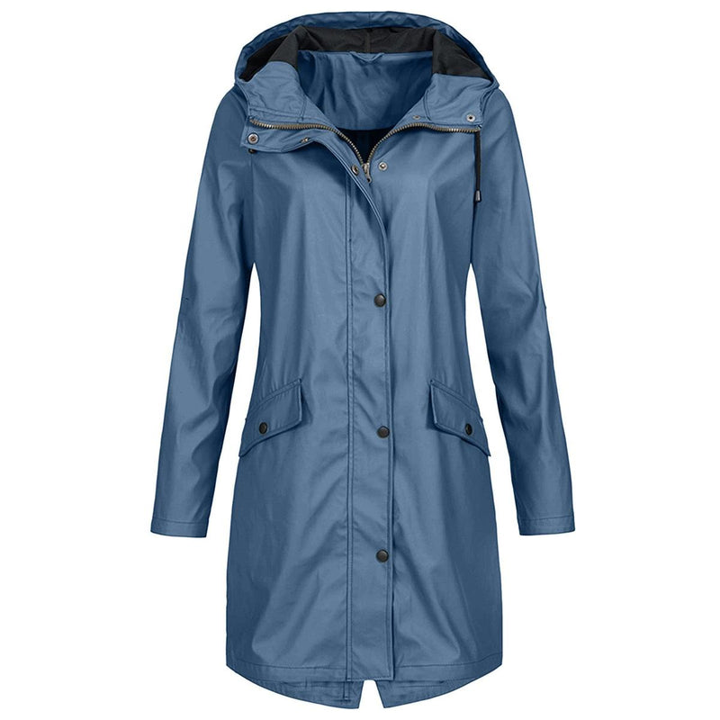 Women&#39;s Water-Repellent Windproof Raincoat With Adjustable Hood