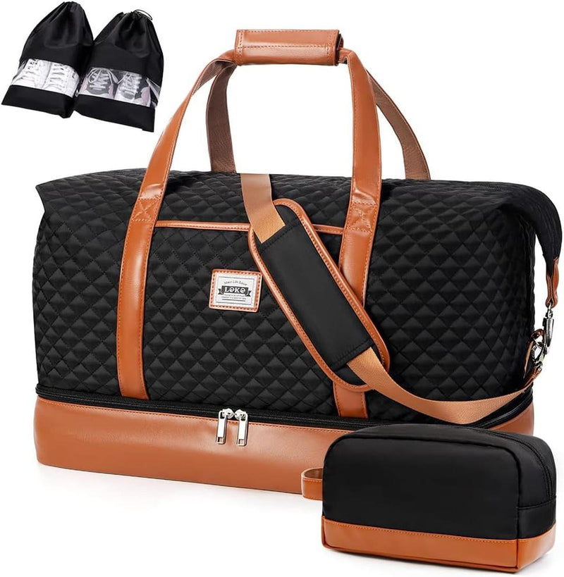 Women&#39;s Waterproof 4-in-1 Weekend Travel Duffel Bag With Shoe Compartment And Toiletry Bag