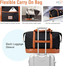 Women&#39;s Waterproof 4-in-1 Weekend Travel Duffel Bag With Shoe Compartment And Toiletry Bag