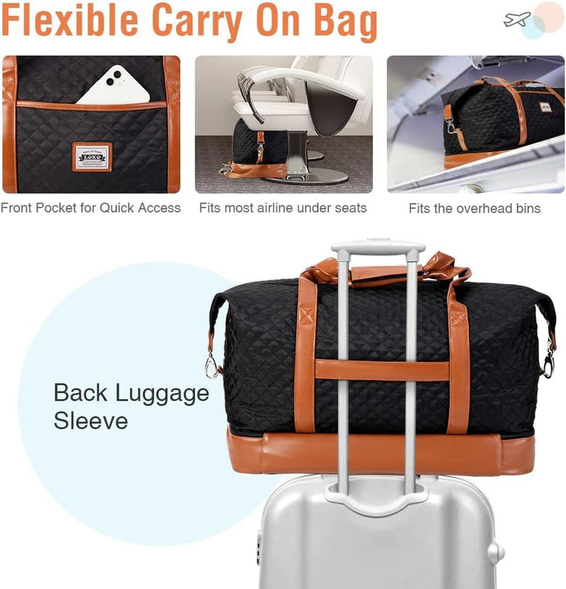 Women&#39;s Waterproof 4-in-1 Weekend Travel Duffel Bag With Shoe Compartment And Toiletry Bag