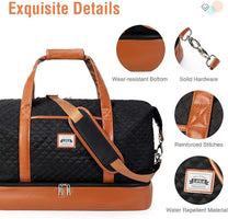 Women&#39;s Waterproof 4-in-1 Weekend Travel Duffel Bag With Shoe Compartment And Toiletry Bag