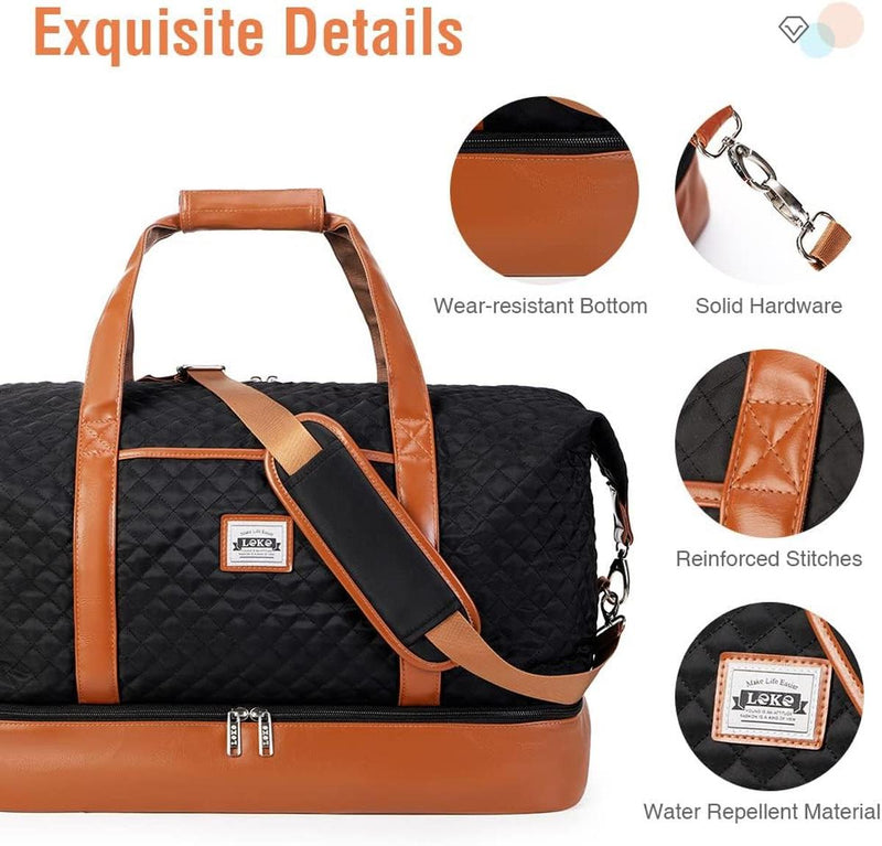 Women&#39;s Waterproof 4-in-1 Weekend Travel Duffel Bag With Shoe Compartment And Toiletry Bag
