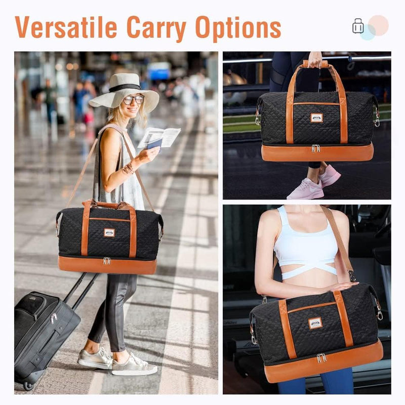Women&#39;s Waterproof 4-in-1 Weekend Travel Duffel Bag With Shoe Compartment And Toiletry Bag