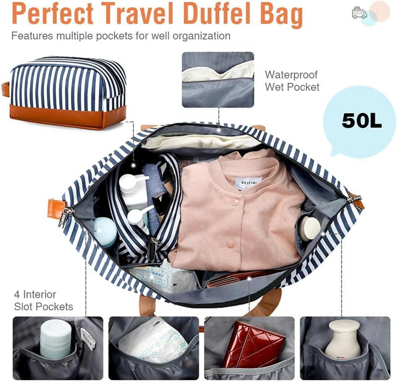 Women&#39;s Waterproof 4-in-1 Weekend Travel Duffel Bag With Shoe Compartment And Toiletry Bag
