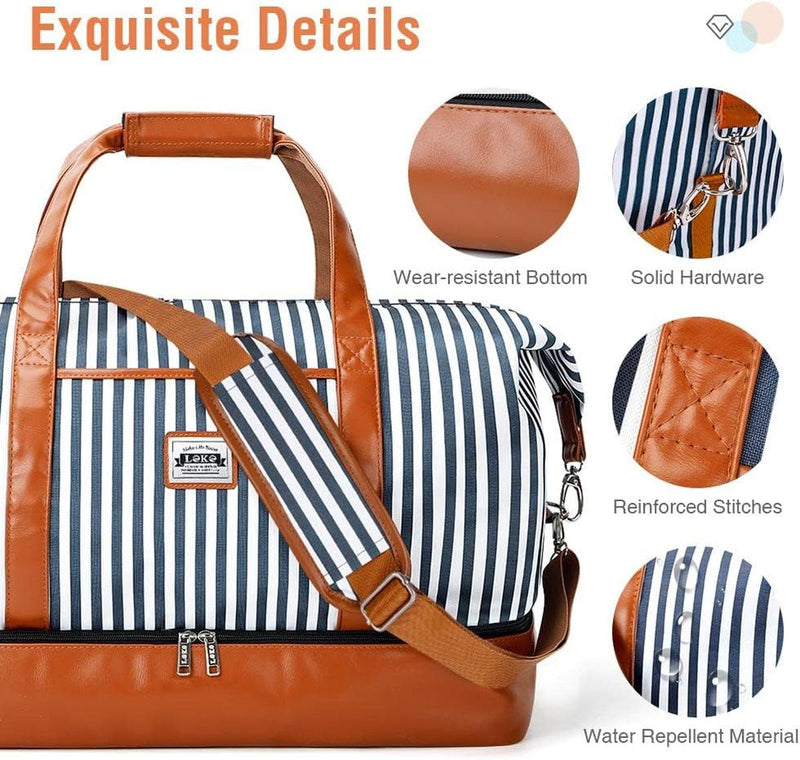 Women&#39;s Waterproof 4-in-1 Weekend Travel Duffel Bag With Shoe Compartment And Toiletry Bag