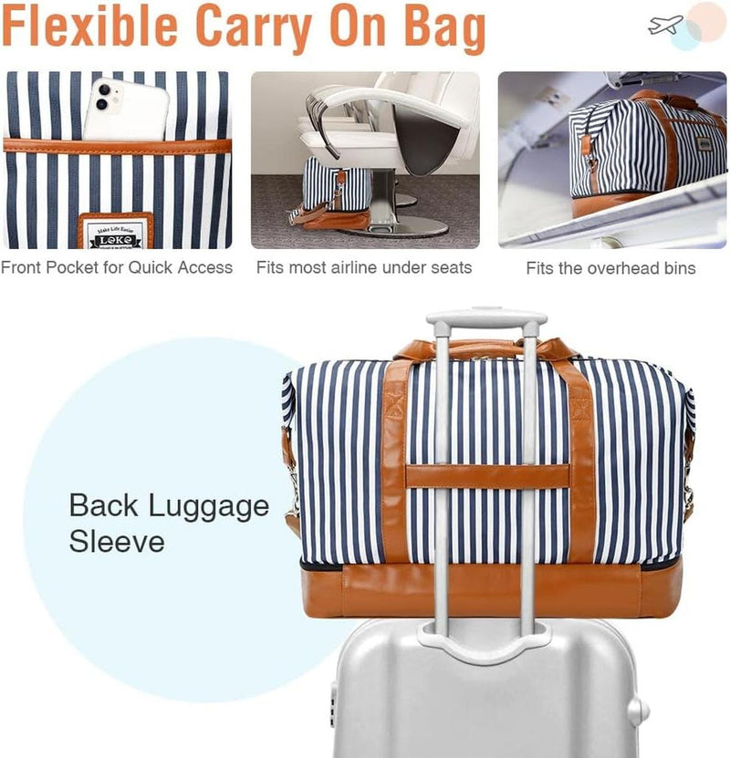 Women&#39;s Waterproof 4-in-1 Weekend Travel Duffel Bag With Shoe Compartment And Toiletry Bag