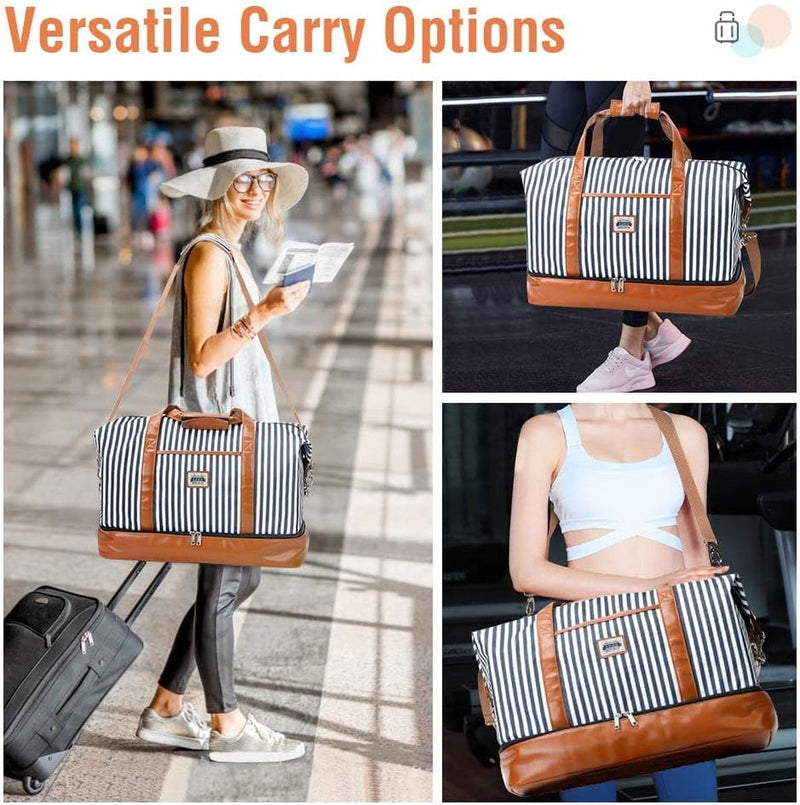 Women&#39;s Waterproof 4-in-1 Weekend Travel Duffel Bag With Shoe Compartment And Toiletry Bag