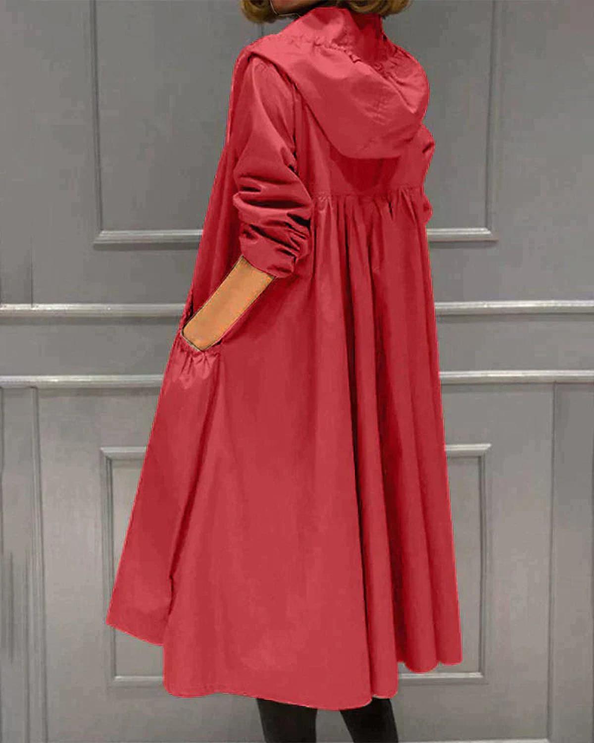 Women&#39;s Waterproof Knee-Length Hooded Jacket