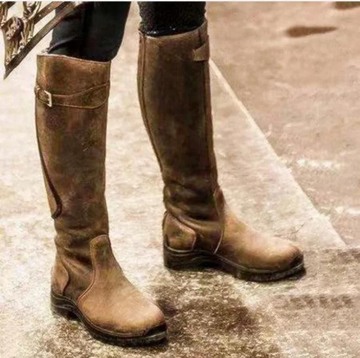 Women&#39;s Waterproof Leather Winter Riding Boots