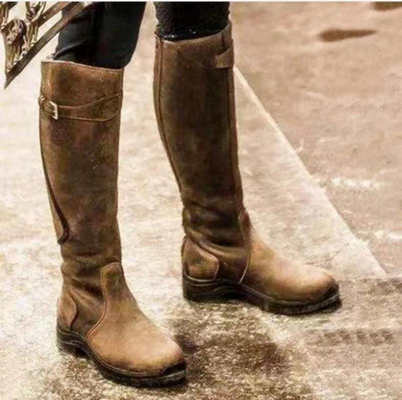 Women&#39;s Waterproof Leather Winter Riding Boots
