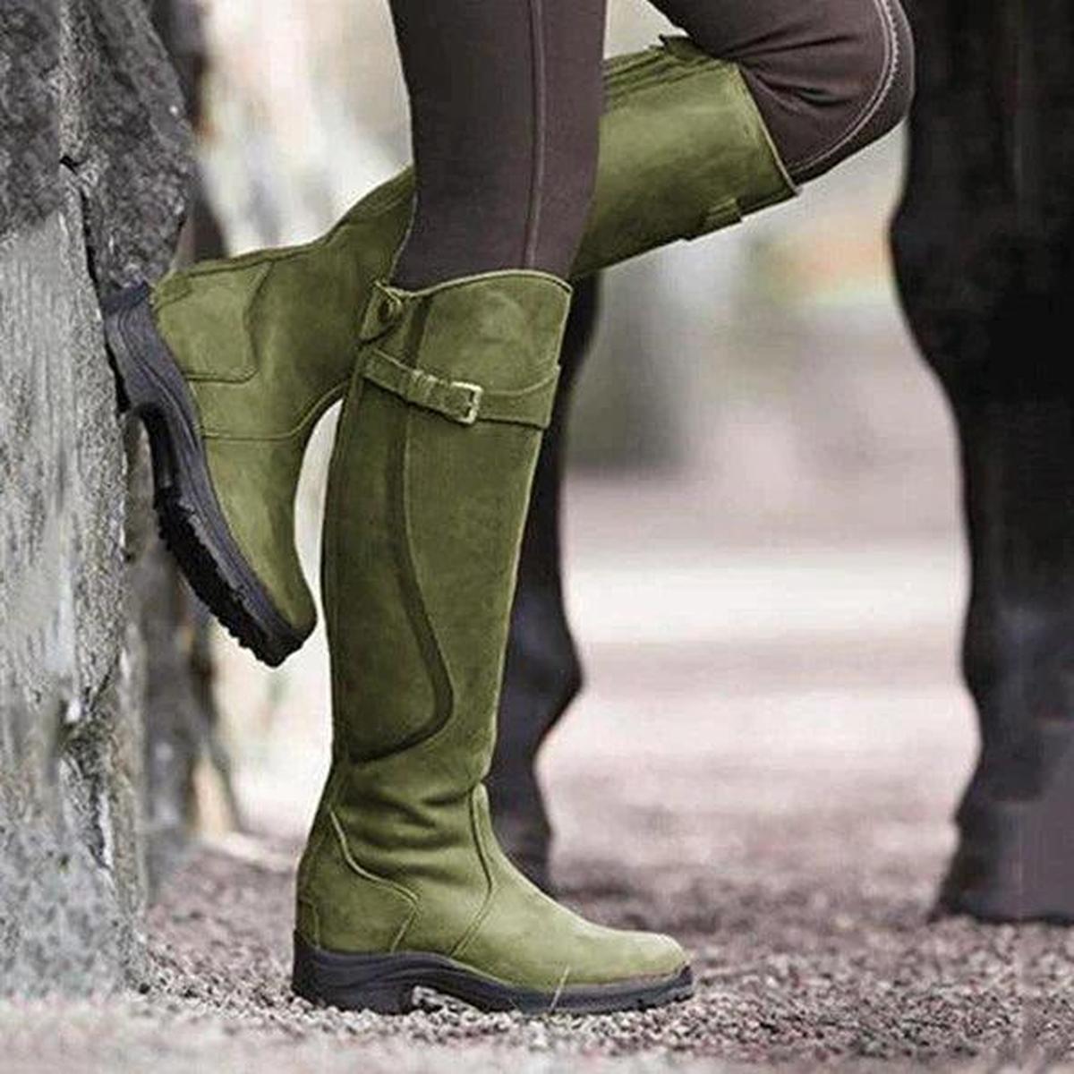 Women&#39;s Waterproof Leather Winter Riding Boots