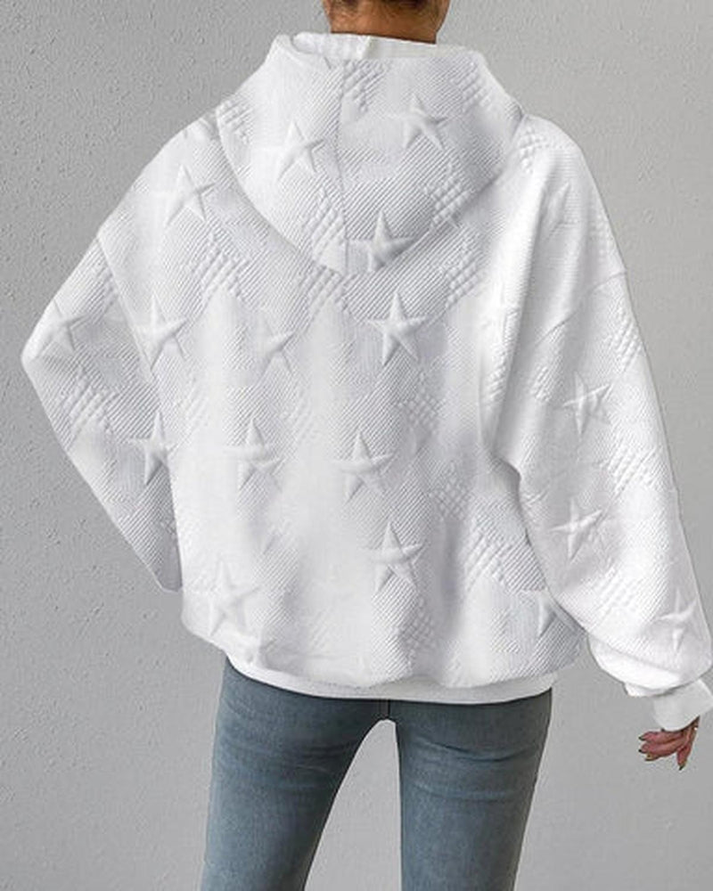 Women&#39;s White Hooded Long Sleeve Knit Sweater