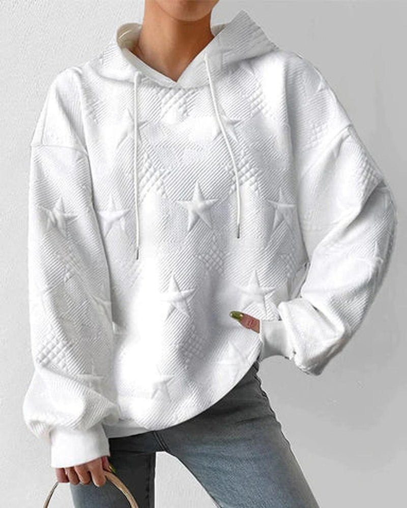 Women&#39;s White Hooded Long Sleeve Knit Sweater