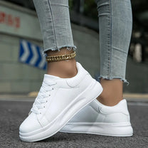 Women&#39;s White Leather Orthopedic Sneakers – Lightweight and Supportive