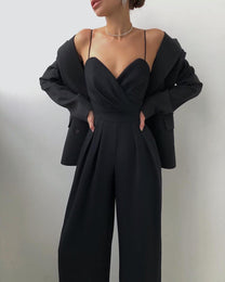 Women&#39;s Wide-Leg Strap Jumpsuit