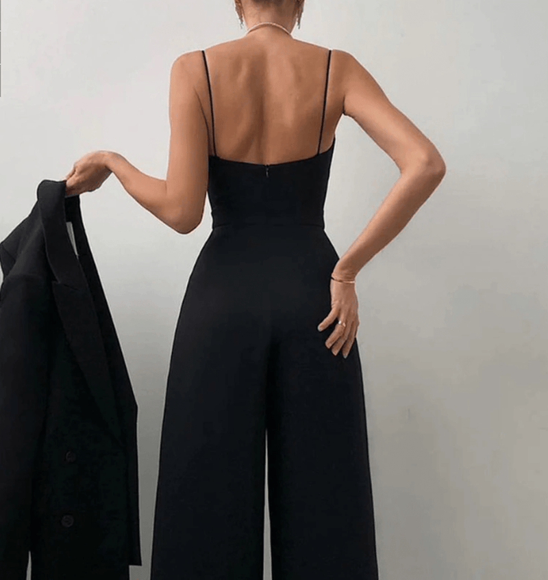 Women&#39;s Wide-Leg Strap Jumpsuit