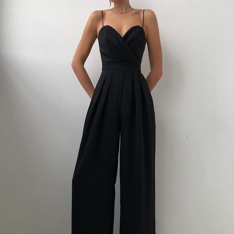 Women&#39;s Wide-Leg Strap Jumpsuit