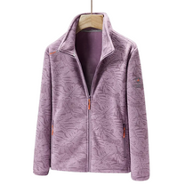 Women&#39;s Windproof Fleece Jacket With Botanical Print For Autumn And Winter