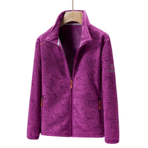Women&#39;s Windproof Fleece Jacket With Botanical Print For Autumn And Winter
