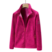 Women&#39;s Windproof Fleece Jacket With Botanical Print For Autumn And Winter