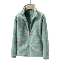 Women&#39;s Windproof Fleece Jacket With Botanical Print For Autumn And Winter