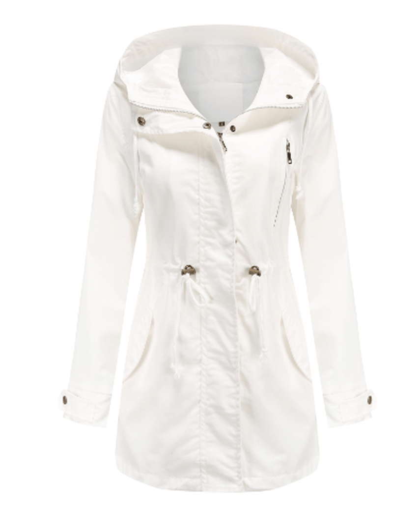Women&#39;s Windproof Jacket With Adjustable Hood And Pockets