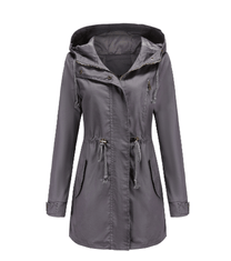 Women&#39;s Windproof Jacket With Adjustable Hood And Pockets