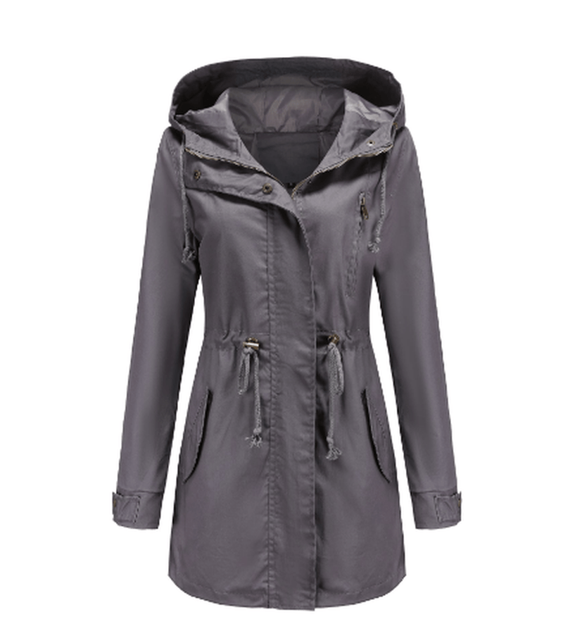 Women&#39;s Windproof Jacket With Adjustable Hood And Pockets
