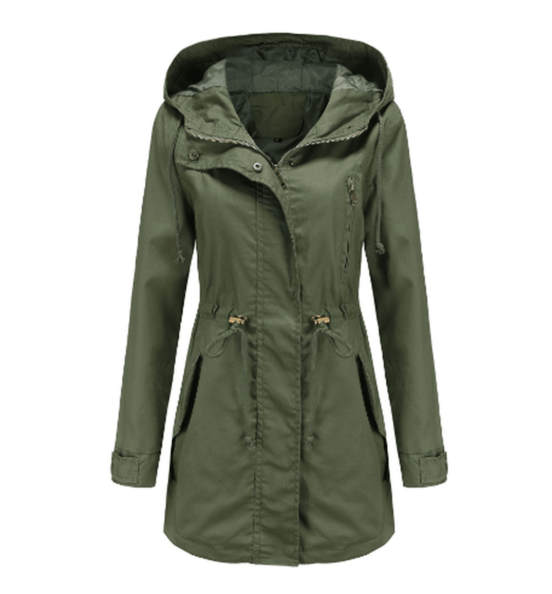 Women&#39;s Windproof Jacket With Adjustable Hood And Pockets