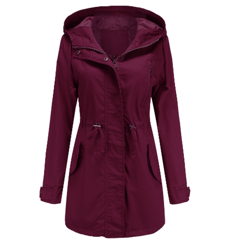 Women&#39;s Windproof Jacket With Adjustable Hood And Pockets