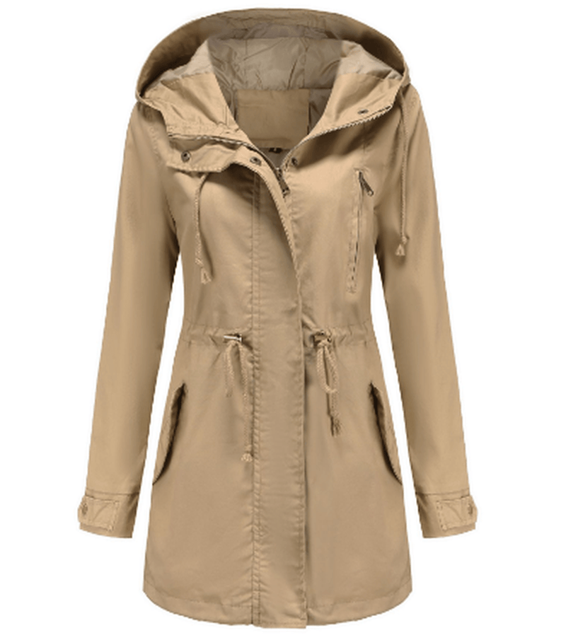 Women&#39;s Windproof Jacket With Adjustable Hood And Pockets