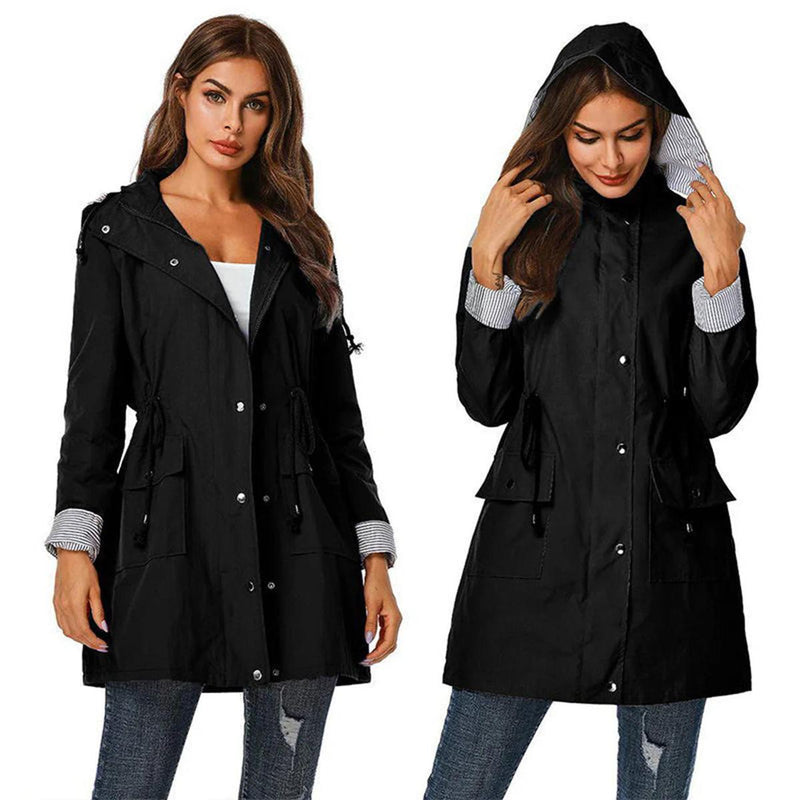 Women&#39;s Windproof Spring Jacket With Adjustable Hood