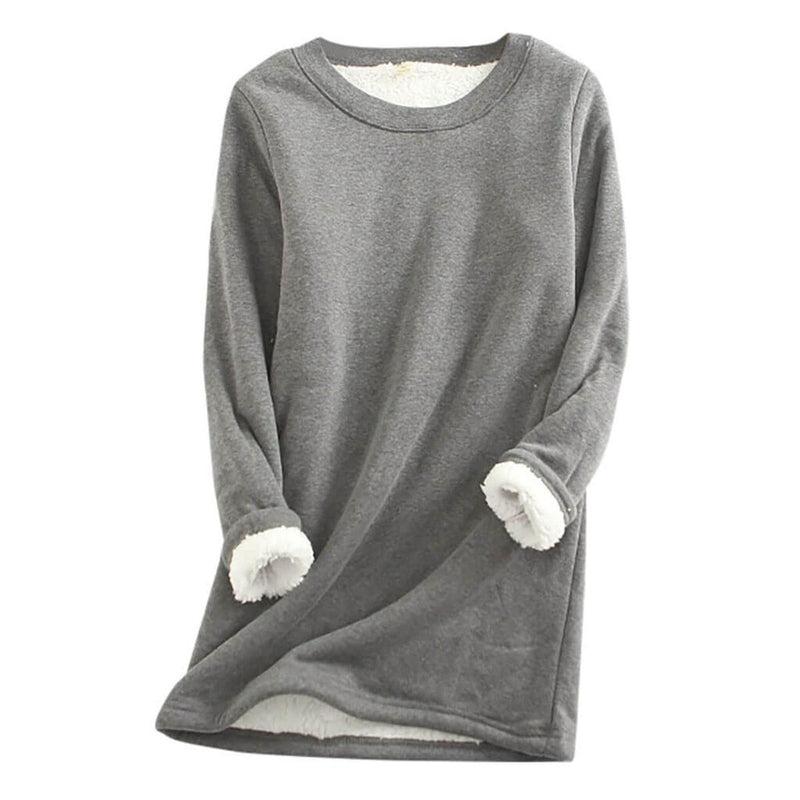 Women&#39;s Winter Fleece Pullover With Soft Lining And Round Neckline