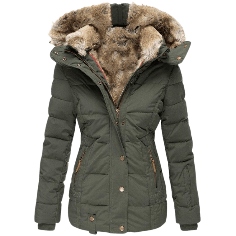Women&#39;s Winter Jacket With Fur Lining And Slim Fit