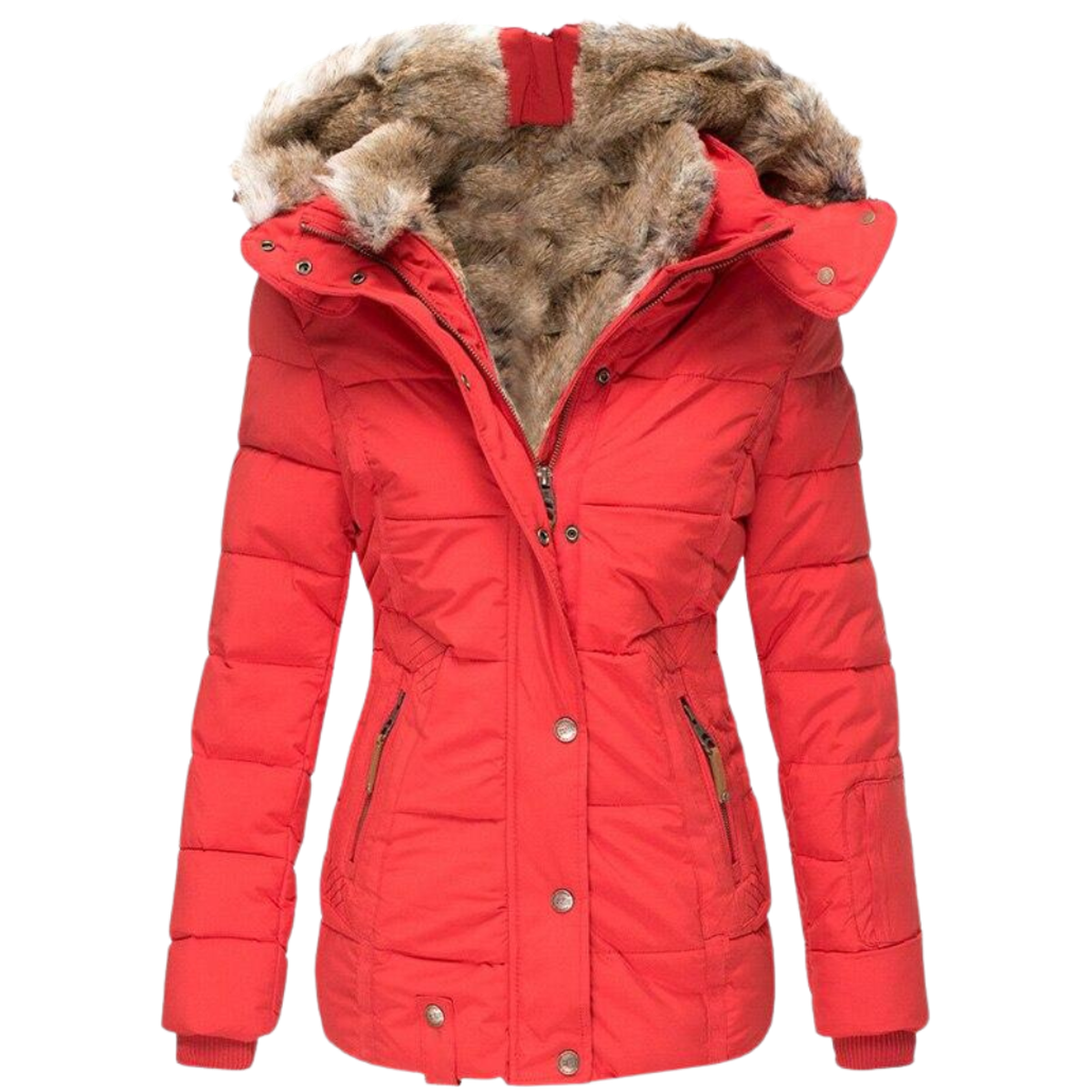 Women&#39;s Winter Jacket With Fur Lining And Slim Fit