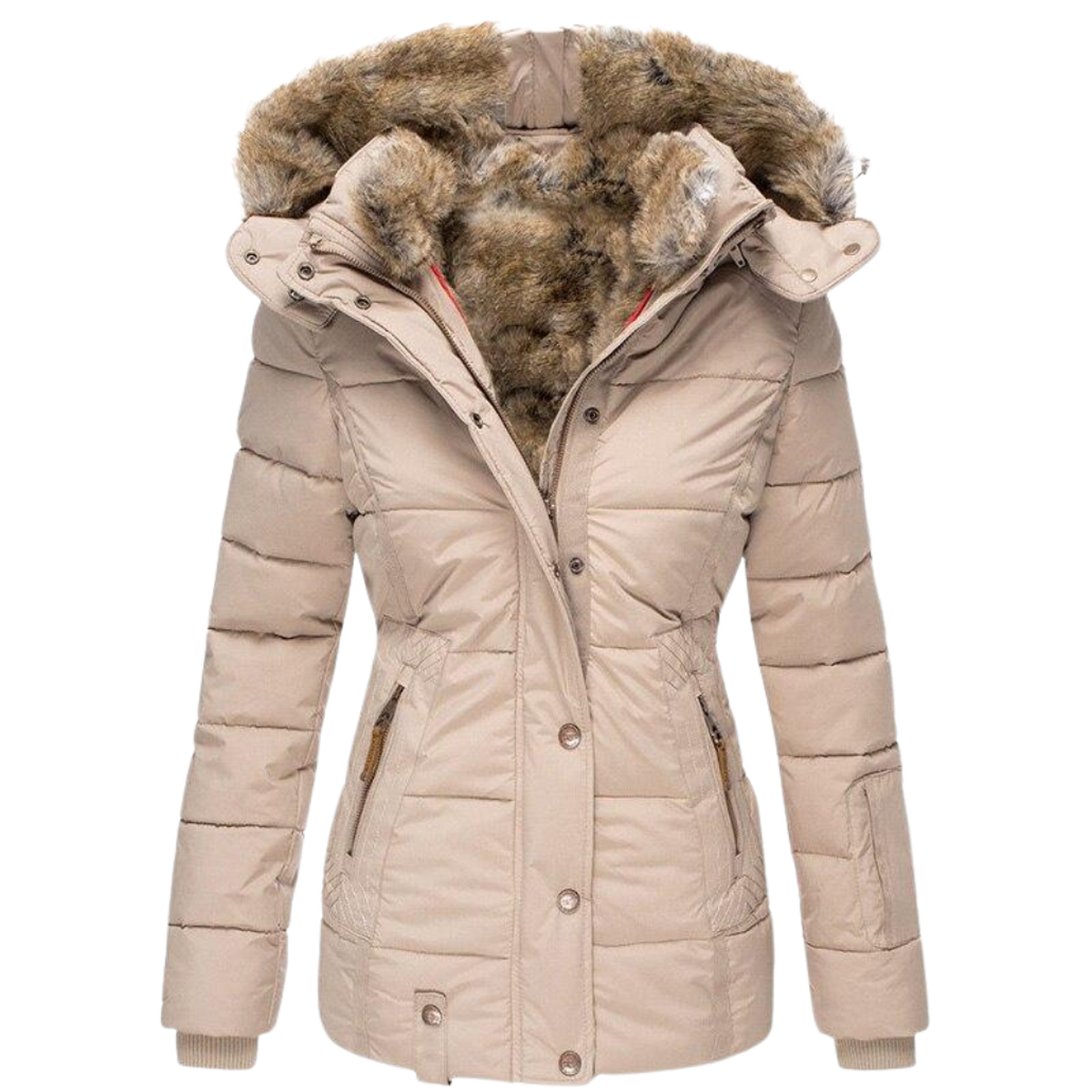 Women&#39;s Winter Jacket With Fur Lining And Slim Fit