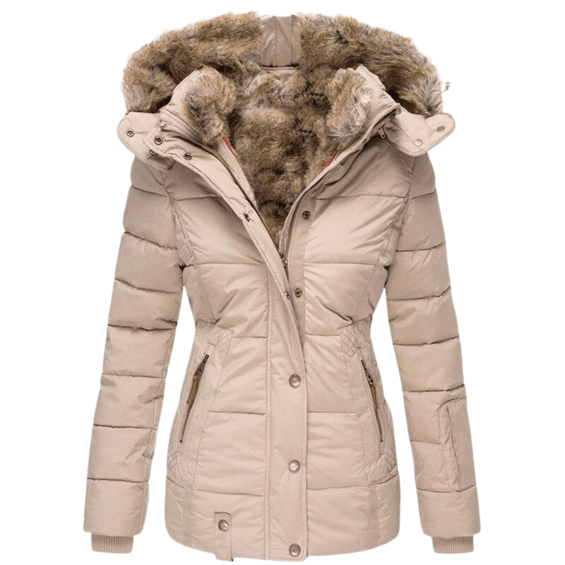 Women&#39;s Winter Jacket With Fur Lining And Slim Fit