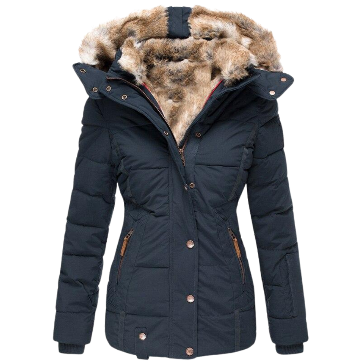 Women&#39;s Winter Jacket With Fur Lining And Slim Fit