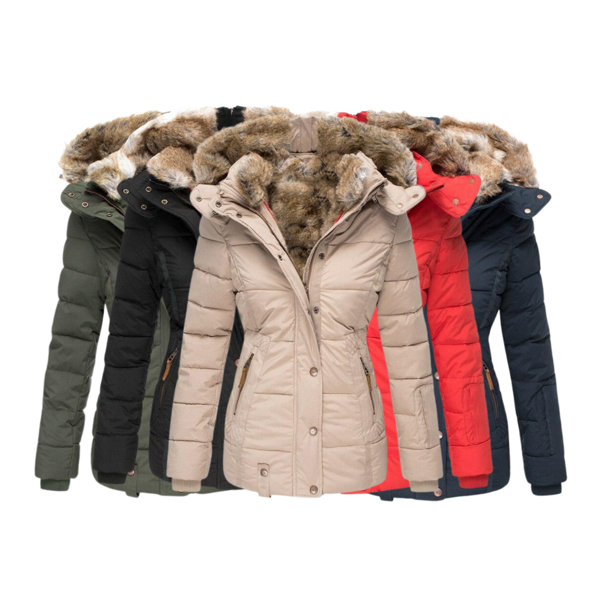 Women&#39;s Winter Jacket With Fur Lining And Slim Fit