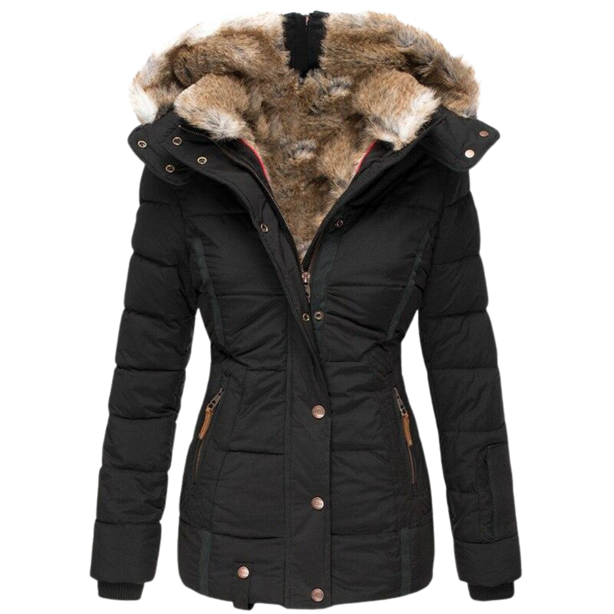 Women&#39;s Winter Jacket With Fur Lining And Slim Fit