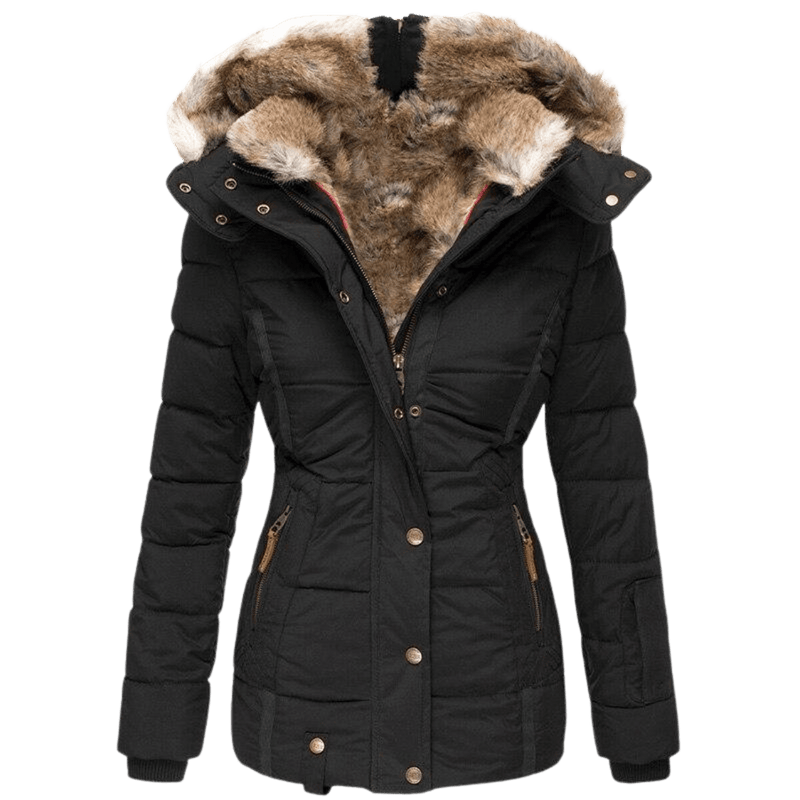 Women&#39;s Winter Jacket With Fur Lining And Slim Fit
